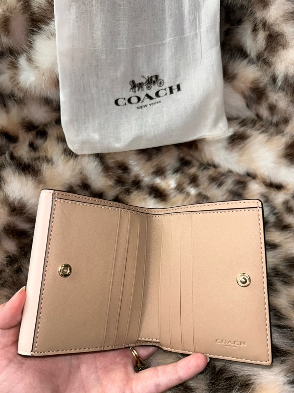 Coach Eliza Small Wallet in Signature Canvas CP255 in Gold/Light Khaki Chalk - Picture 9 of 14